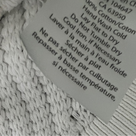 Kinross White Cable knit Textured Frayed Crewneck Sweater - Picture 7 of 9
